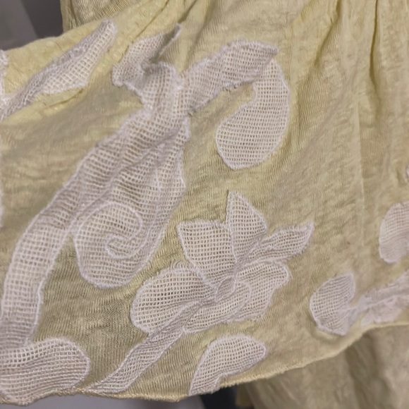 Free People 'Georgina' Embroidered Cold Shoulder Yellow Top L - Picture 7 of 10